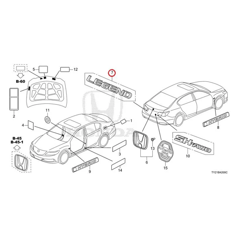 [NEW] JDM HONDA LEGEND HYBRID KC2 2016 Emblem/Caution Label GENUINE OEM - Image 8