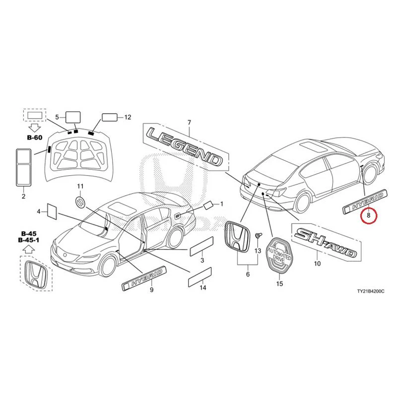 [NEW] JDM HONDA LEGEND HYBRID KC2 2016 Emblem/Caution Label GENUINE OEM - Image 9