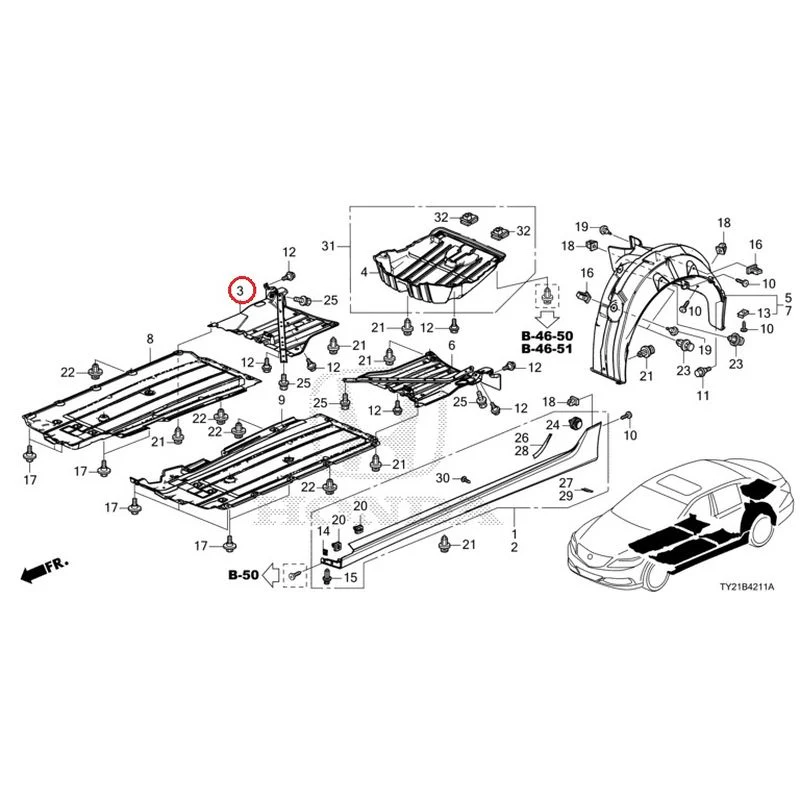 [NEW] JDM HONDA LEGEND HYBRID KC2 2016 Side Sill Garnish/Under Cover GENUINE OEM - Image 15