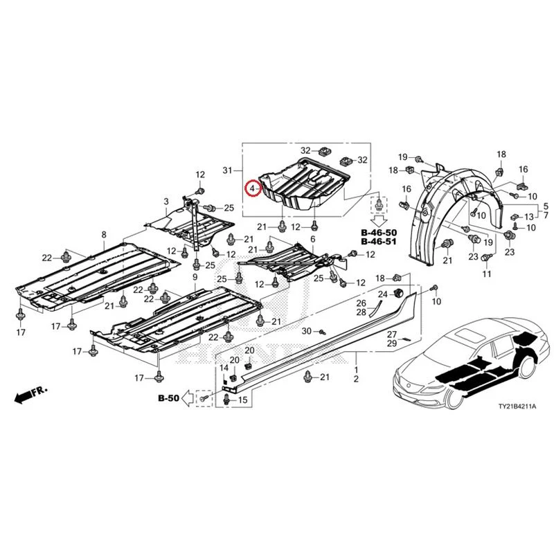 [NEW] JDM HONDA LEGEND HYBRID KC2 2016 Side Sill Garnish/Under Cover GENUINE OEM - Image 16