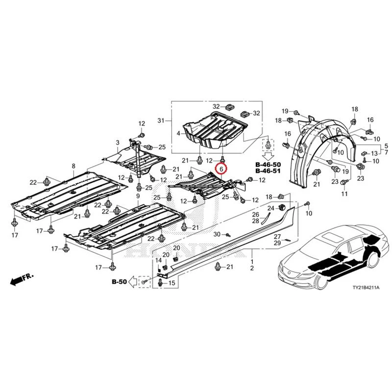 [NEW] JDM HONDA LEGEND HYBRID KC2 2016 Side Sill Garnish/Under Cover GENUINE OEM - Image 19