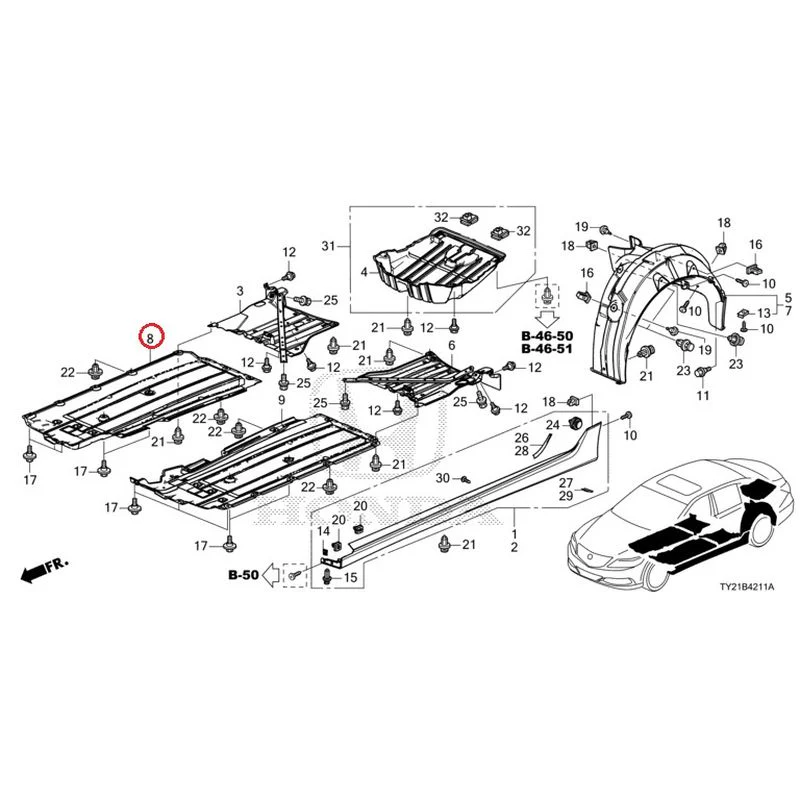 [NEW] JDM HONDA LEGEND HYBRID KC2 2016 Side Sill Garnish/Under Cover GENUINE OEM - Image 21