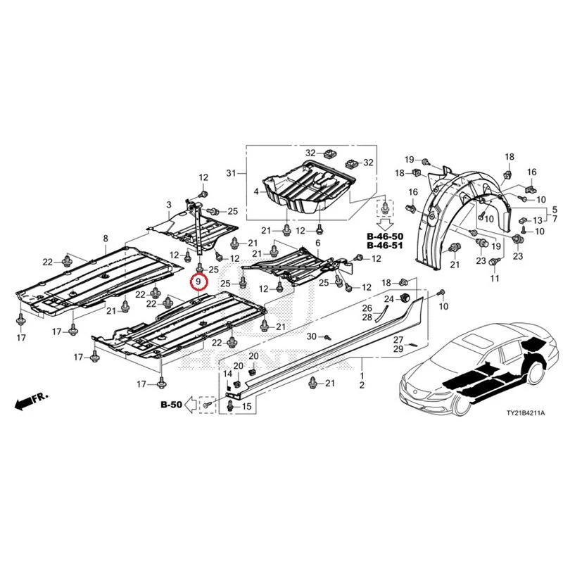 [NEW] JDM HONDA LEGEND HYBRID KC2 2016 Side Sill Garnish/Under Cover GENUINE OEM - Image 22