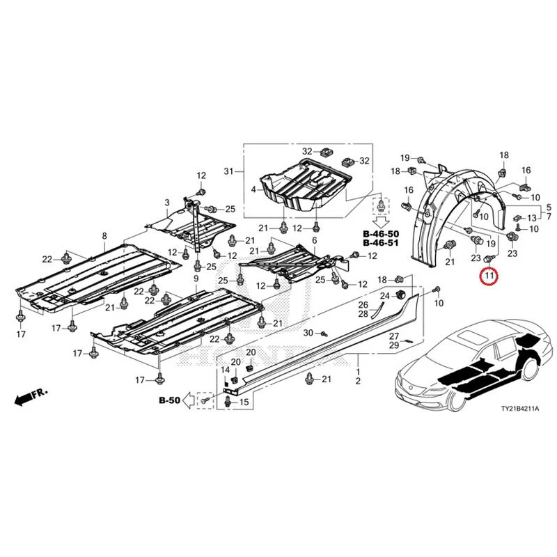 [NEW] JDM HONDA LEGEND HYBRID KC2 2016 Side Sill Garnish/Under Cover GENUINE OEM - Image 24