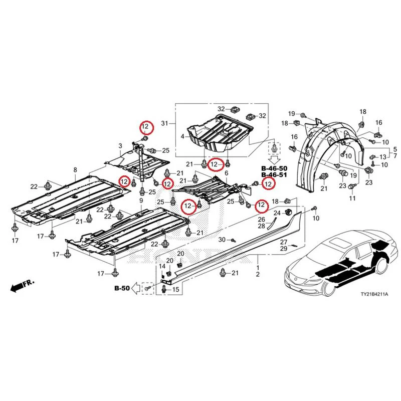[NEW] JDM HONDA LEGEND HYBRID KC2 2016 Side Sill Garnish/Under Cover GENUINE OEM - Image 25