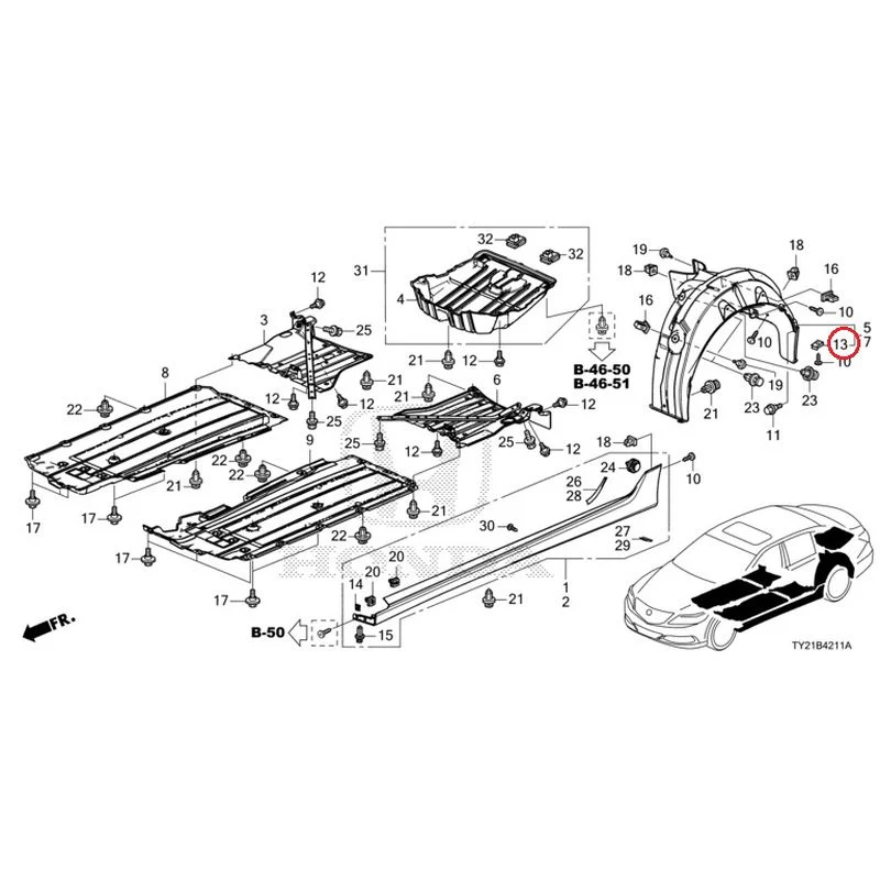 [NEW] JDM HONDA LEGEND HYBRID KC2 2016 Side Sill Garnish/Under Cover GENUINE OEM - Image 26
