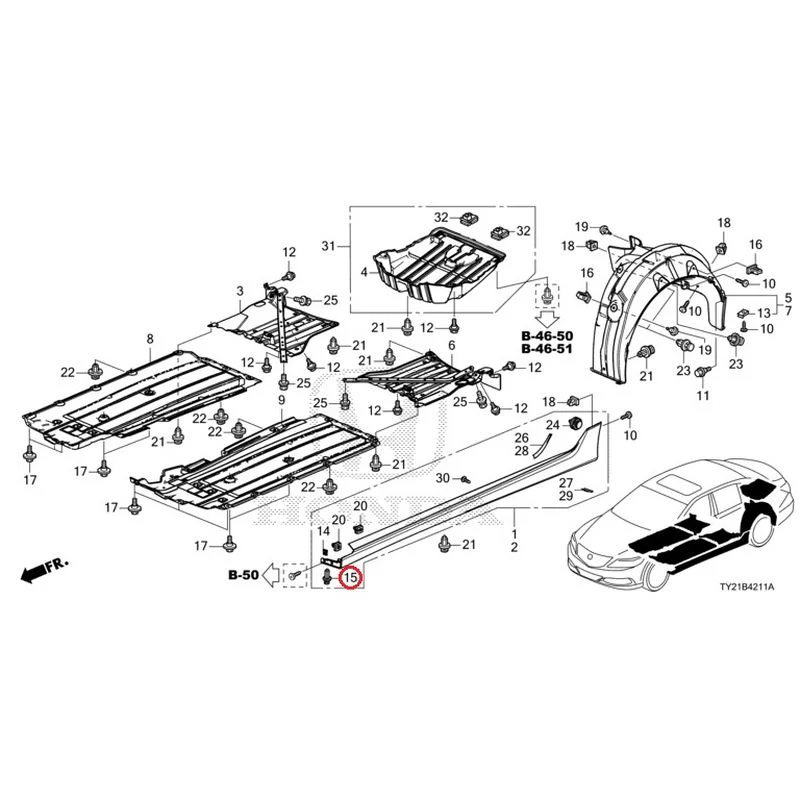 [NEW] JDM HONDA LEGEND HYBRID KC2 2016 Side Sill Garnish/Under Cover GENUINE OEM - Image 28