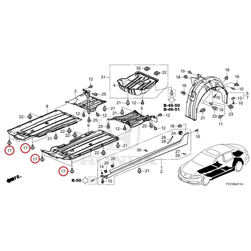 [NEW] JDM HONDA LEGEND HYBRID KC2 2016 Side Sill Garnish/Under Cover GENUINE OEM - Image 30