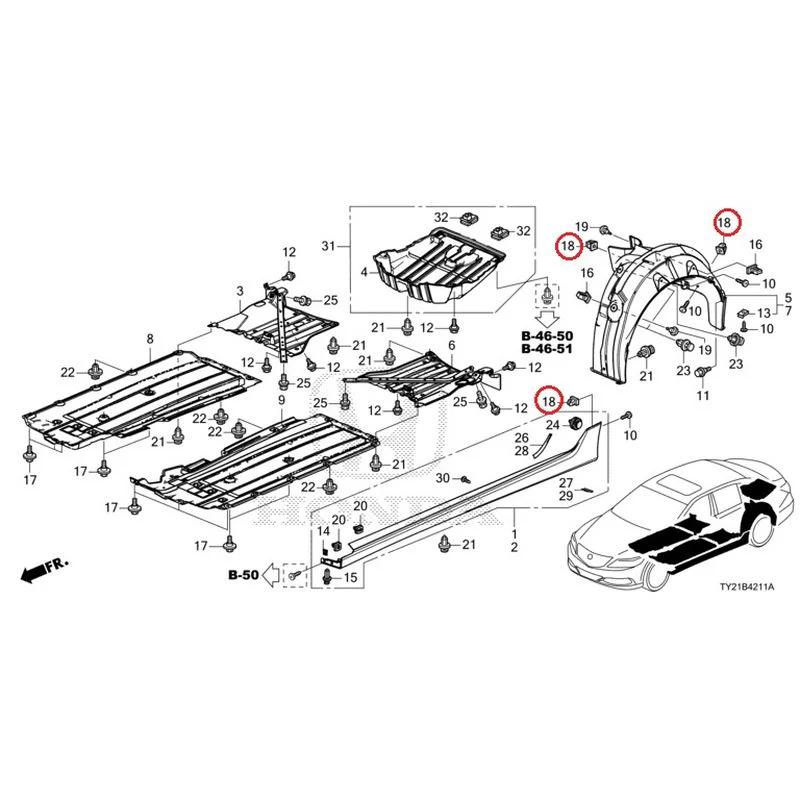 [NEW] JDM HONDA LEGEND HYBRID KC2 2016 Side Sill Garnish/Under Cover GENUINE OEM - Image 31