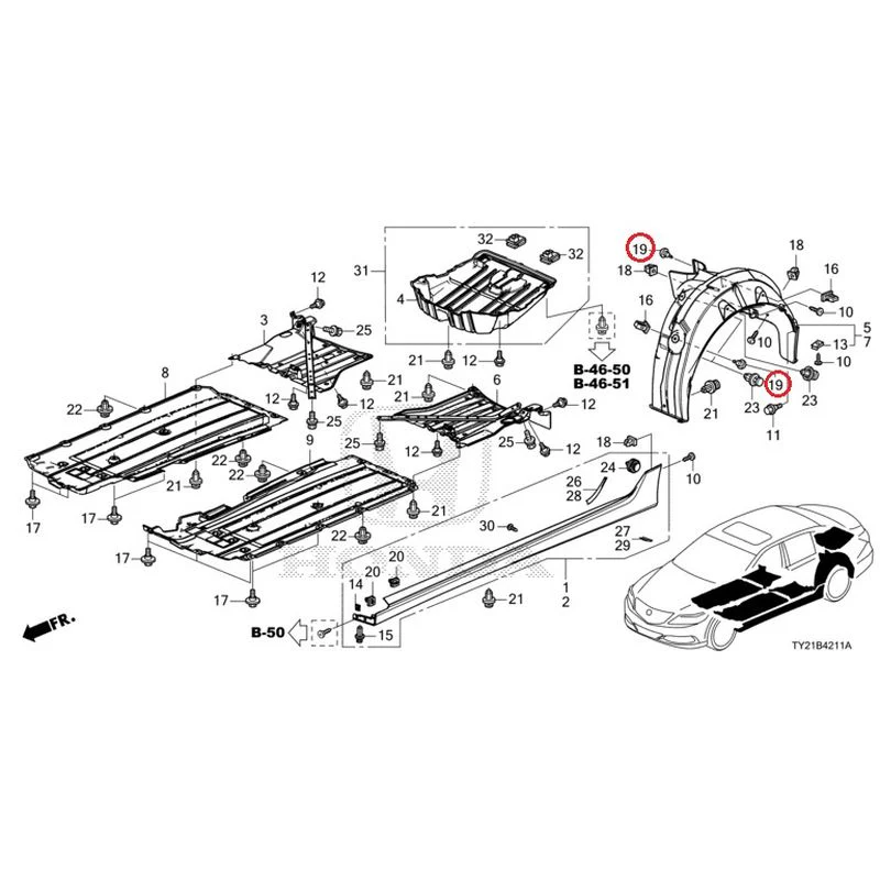 [NEW] JDM HONDA LEGEND HYBRID KC2 2016 Side Sill Garnish/Under Cover GENUINE OEM - Image 32