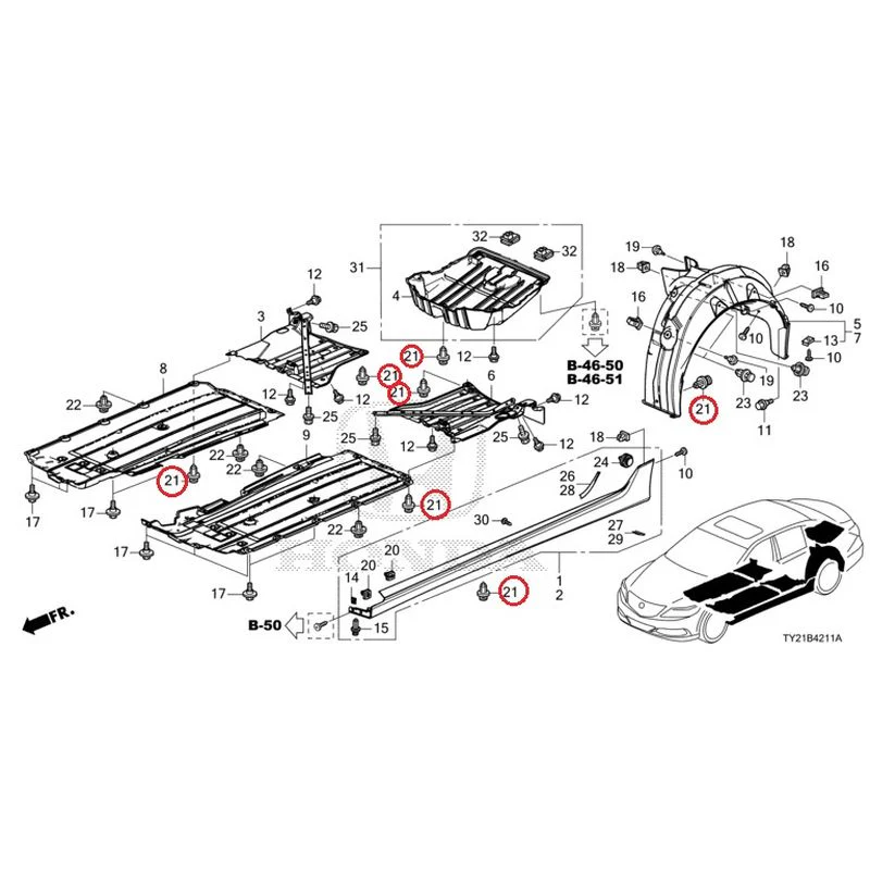 [NEW] JDM HONDA LEGEND HYBRID KC2 2016 Side Sill Garnish/Under Cover GENUINE OEM - Image 34