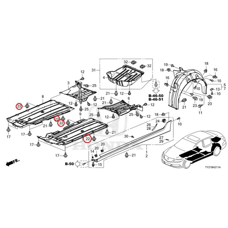 [NEW] JDM HONDA LEGEND HYBRID KC2 2016 Side Sill Garnish/Under Cover GENUINE OEM - Image 35
