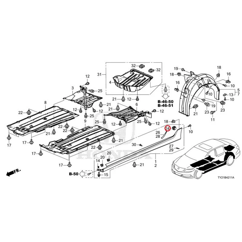 [NEW] JDM HONDA LEGEND HYBRID KC2 2016 Side Sill Garnish/Under Cover GENUINE OEM - Image 37