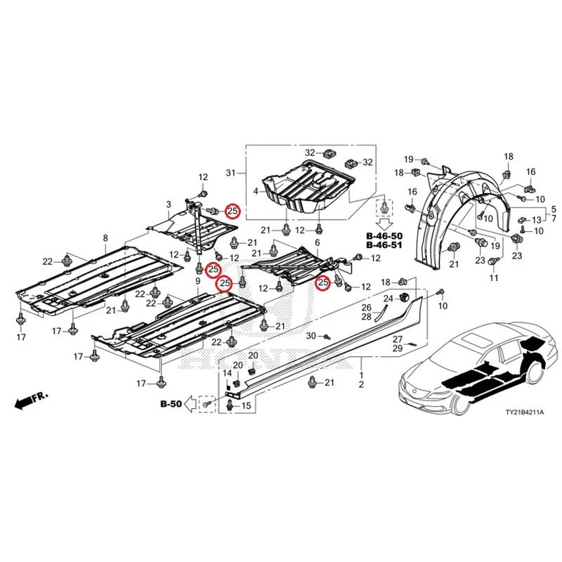 [NEW] JDM HONDA LEGEND HYBRID KC2 2016 Side Sill Garnish/Under Cover GENUINE OEM - Image 38