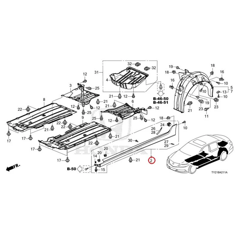 [NEW] JDM HONDA LEGEND HYBRID KC2 2016 Side Sill Garnish/Under Cover GENUINE OEM - Image 8