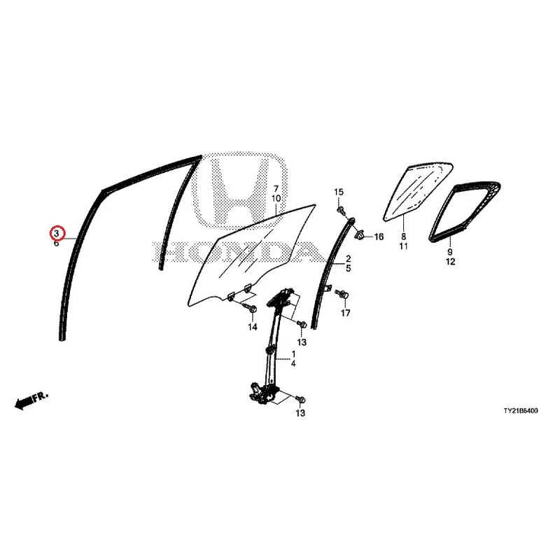 [NEW] JDM HONDA LEGEND HYBRID KC2 2016 Rear Door Glass/Regulator GENUINE OEM - Image 4