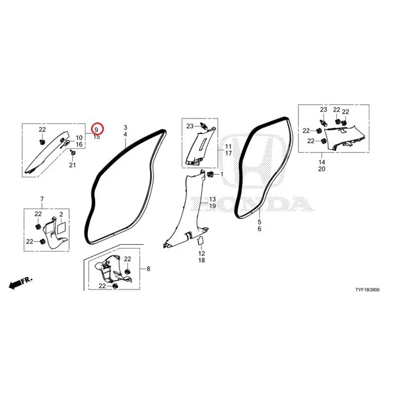 [NEW] JDM HONDA Honda e ZC7 2023 Pillar Garnish GENUINE OEM - Image 10