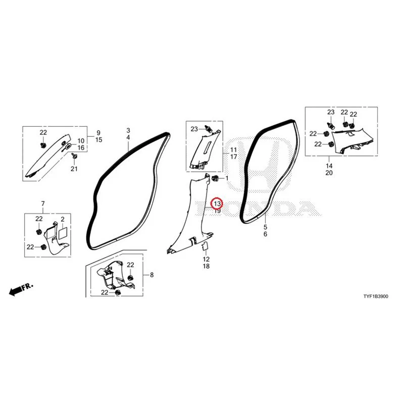 [NEW] JDM HONDA Honda e ZC7 2023 Pillar Garnish GENUINE OEM - Image 14