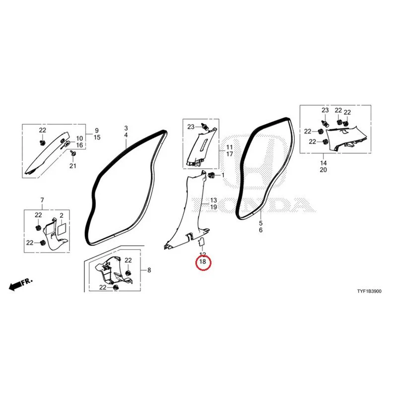 [NEW] JDM HONDA Honda e ZC7 2023 Pillar Garnish GENUINE OEM - Image 19