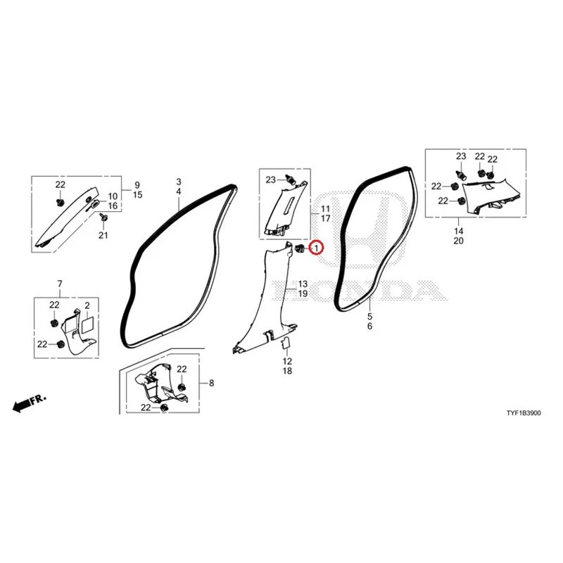 [NEW] JDM HONDA Honda e ZC7 2023 Pillar Garnish GENUINE OEM - Image 2
