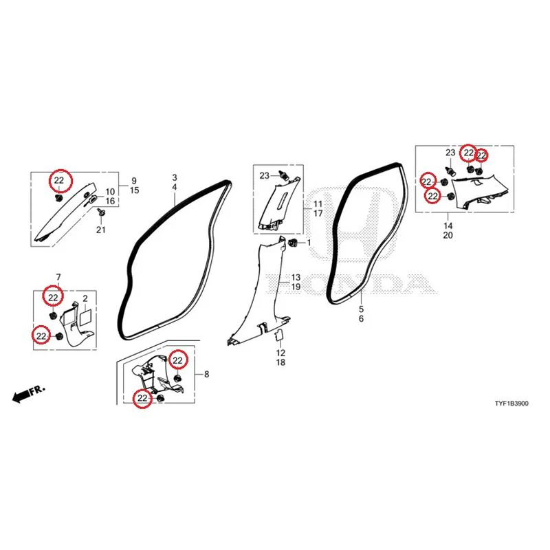 [NEW] JDM HONDA Honda e ZC7 2023 Pillar Garnish GENUINE OEM - Image 23