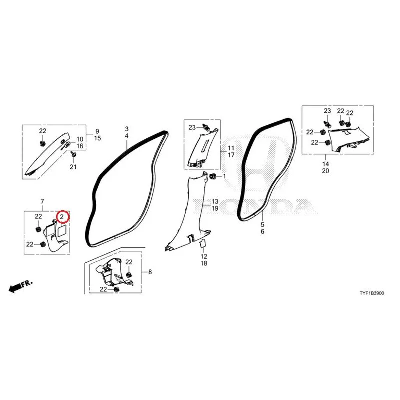 [NEW] JDM HONDA Honda e ZC7 2023 Pillar Garnish GENUINE OEM - Image 3