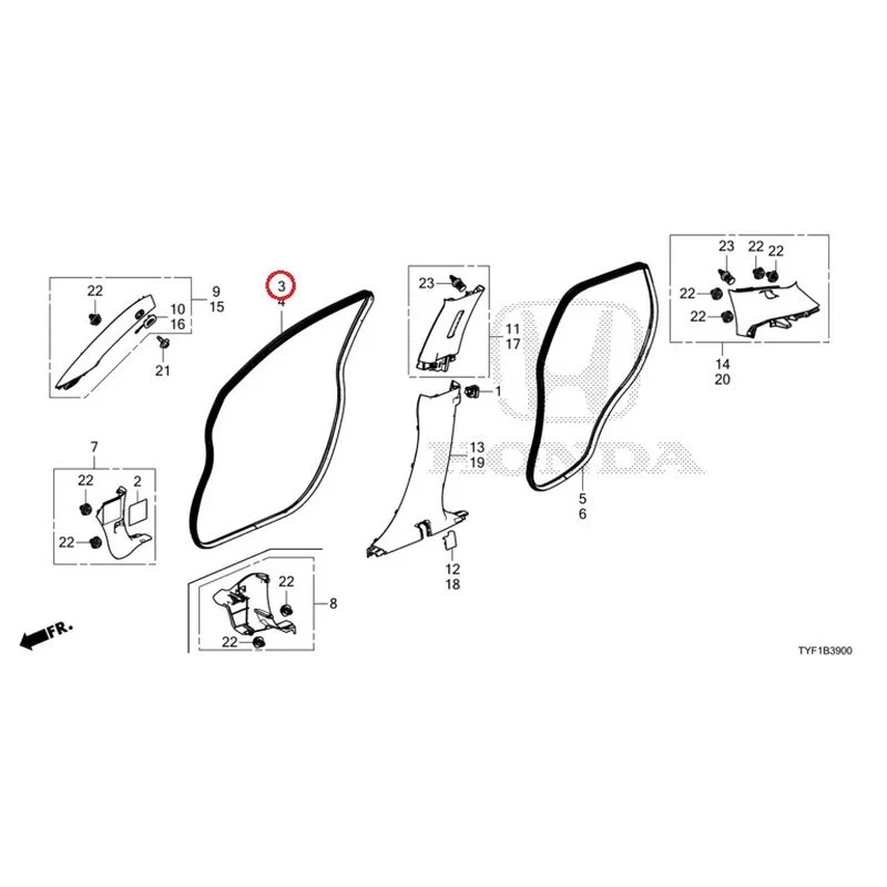 [NEW] JDM HONDA Honda e ZC7 2023 Pillar Garnish GENUINE OEM - Image 4