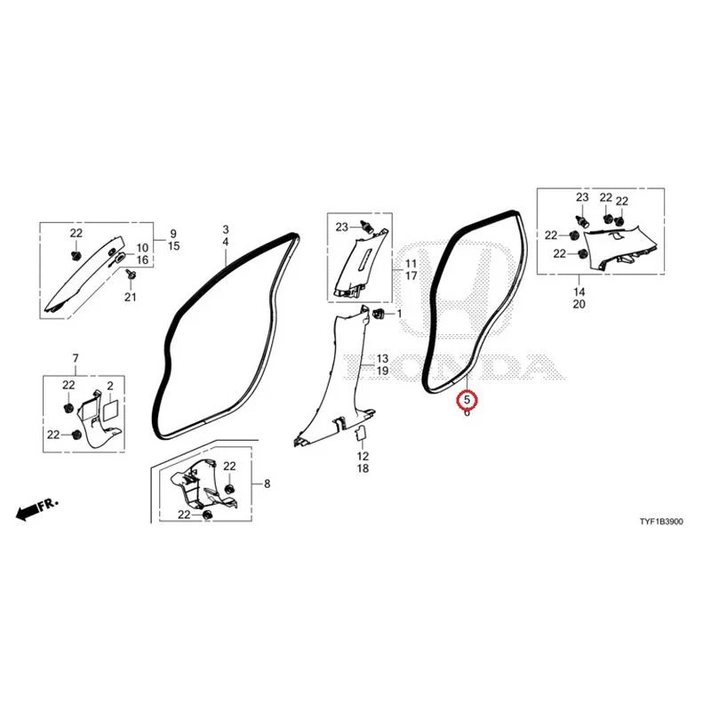 [NEW] JDM HONDA Honda e ZC7 2023 Pillar Garnish GENUINE OEM - Image 6