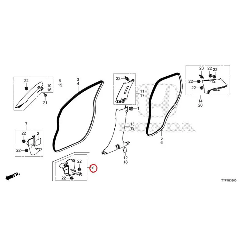 [NEW] JDM HONDA Honda e ZC7 2023 Pillar Garnish GENUINE OEM - Image 9