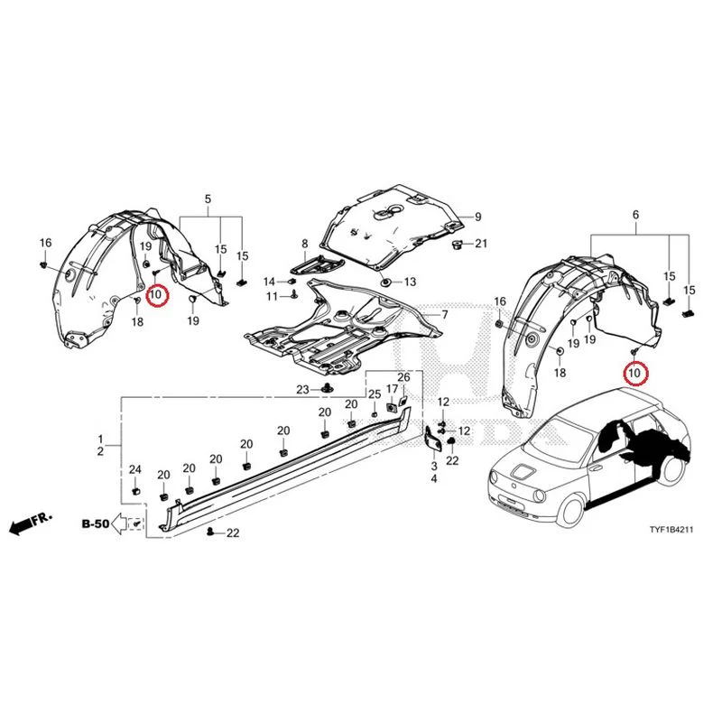 [NEW] JDM HONDA Honda e ZC7 2023 Undercover/Rear Inner Fender GENUINE OEM - Image 11