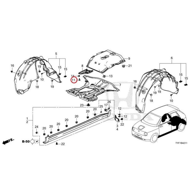 [NEW] JDM HONDA Honda e ZC7 2023 Undercover/Rear Inner Fender GENUINE OEM - Image 12