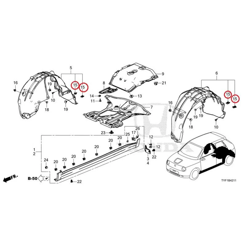 [NEW] JDM HONDA Honda e ZC7 2023 Undercover/Rear Inner Fender GENUINE OEM - Image 16