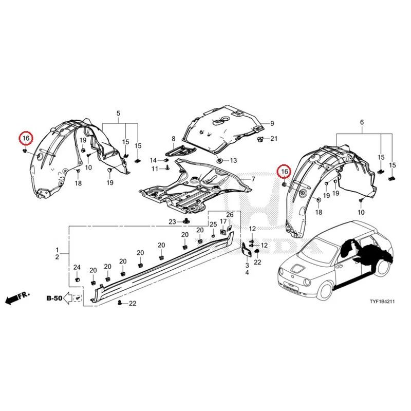 [NEW] JDM HONDA Honda e ZC7 2023 Undercover/Rear Inner Fender GENUINE OEM - Image 17