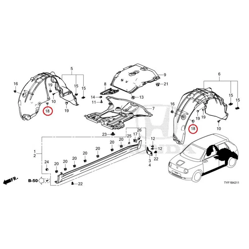 [NEW] JDM HONDA Honda e ZC7 2023 Undercover/Rear Inner Fender GENUINE OEM - Image 19