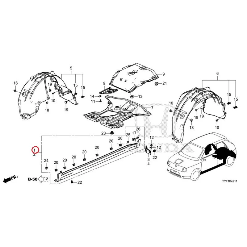 [NEW] JDM HONDA Honda e ZC7 2023 Undercover/Rear Inner Fender GENUINE OEM - Image 2