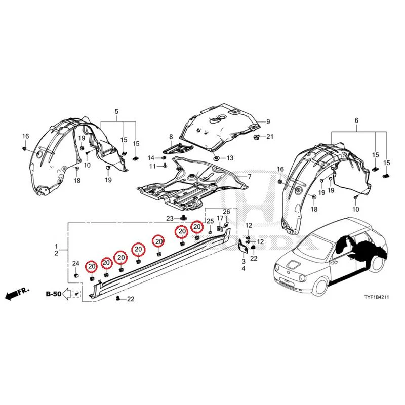 [NEW] JDM HONDA Honda e ZC7 2023 Undercover/Rear Inner Fender GENUINE OEM - Image 21