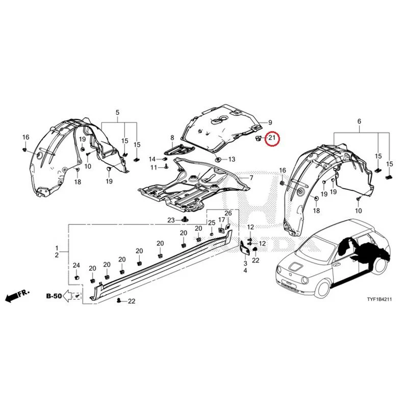 [NEW] JDM HONDA Honda e ZC7 2023 Undercover/Rear Inner Fender GENUINE OEM - Image 22
