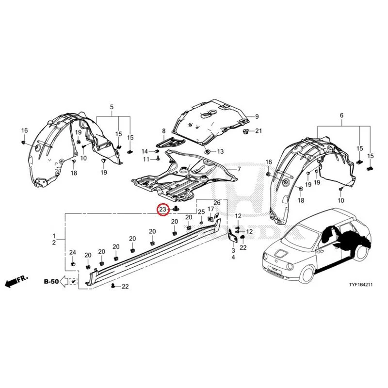 [NEW] JDM HONDA Honda e ZC7 2023 Undercover/Rear Inner Fender GENUINE OEM - Image 24