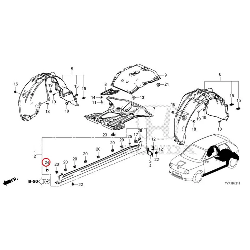 [NEW] JDM HONDA Honda e ZC7 2023 Undercover/Rear Inner Fender GENUINE OEM - Image 25