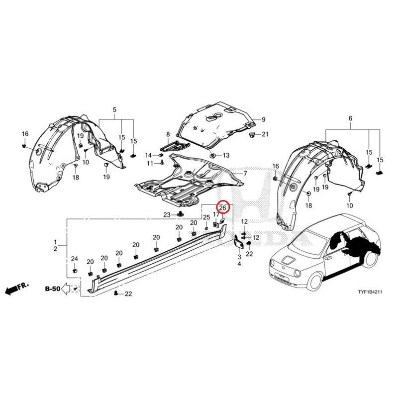[NEW] JDM HONDA Honda e ZC7 2023 Undercover/Rear Inner Fender GENUINE OEM - Image 27