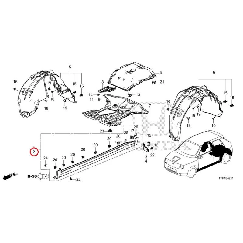 [NEW] JDM HONDA Honda e ZC7 2023 Undercover/Rear Inner Fender GENUINE OEM - Image 3