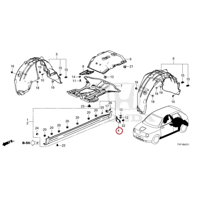 [NEW] JDM HONDA Honda e ZC7 2023 Undercover/Rear Inner Fender GENUINE OEM - Image 5
