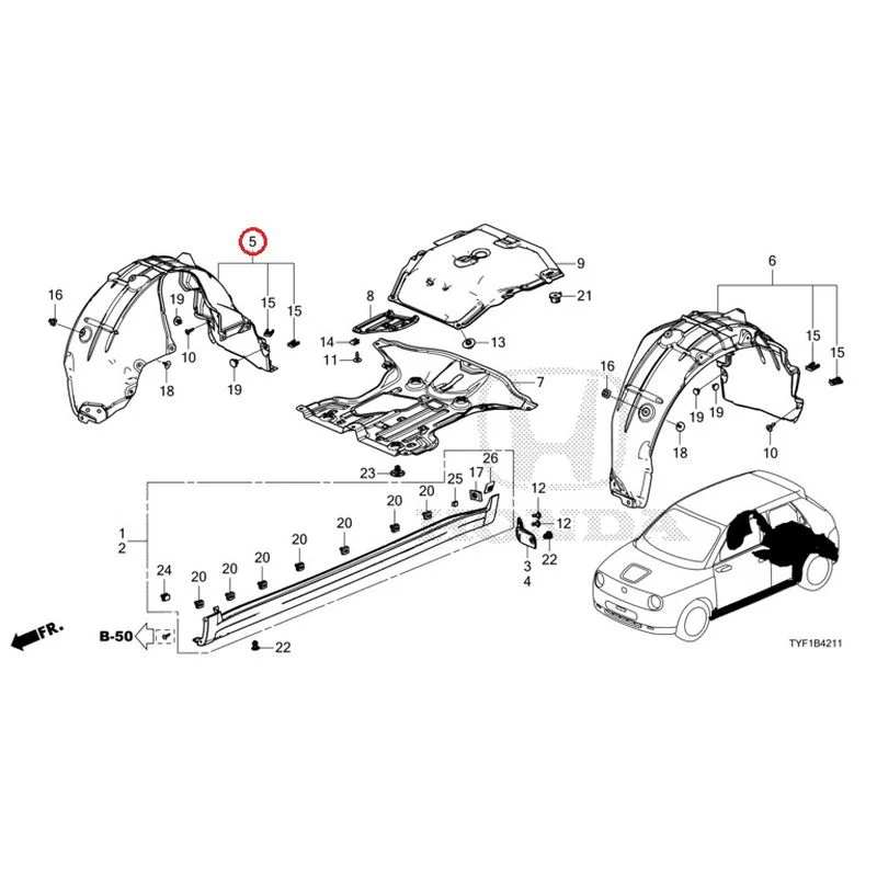 [NEW] JDM HONDA Honda e ZC7 2023 Undercover/Rear Inner Fender GENUINE OEM - Image 6