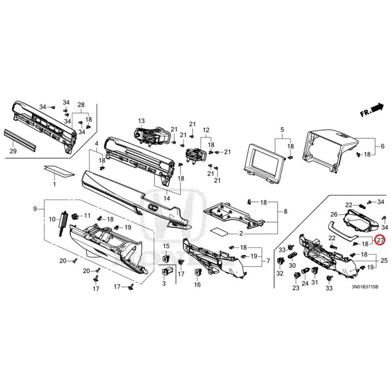 [NEW] JDM HONDA VEZEL e:HEV RV5 2025 Instrument panel garnish (passenger side) GENUINE OEM - Image 20
