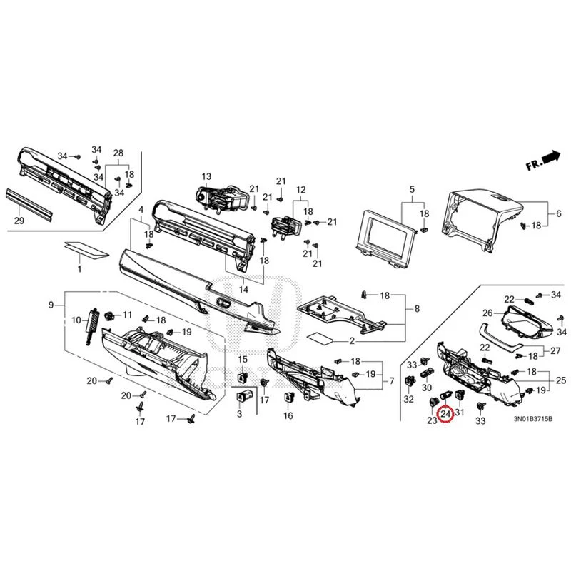 [NEW] JDM HONDA VEZEL e:HEV RV5 2025 Instrument panel garnish (passenger side) GENUINE OEM - Image 19