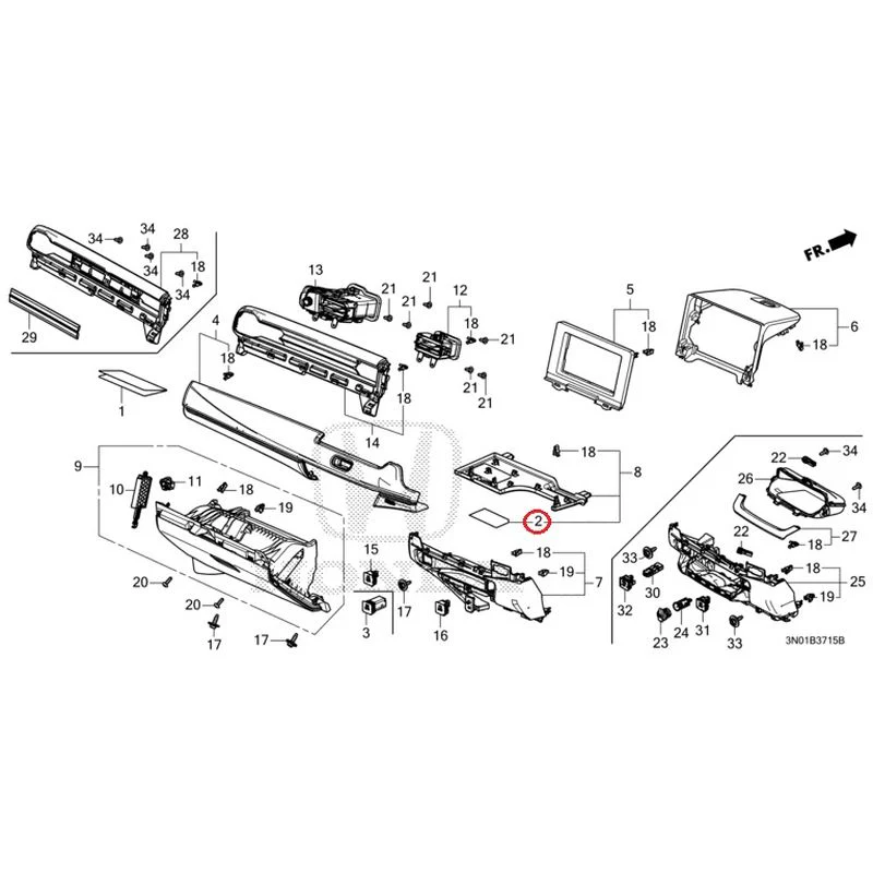 [NEW] JDM HONDA VEZEL e:HEV RV5 2025 Instrument panel garnish (passenger side) GENUINE OEM - Image 2