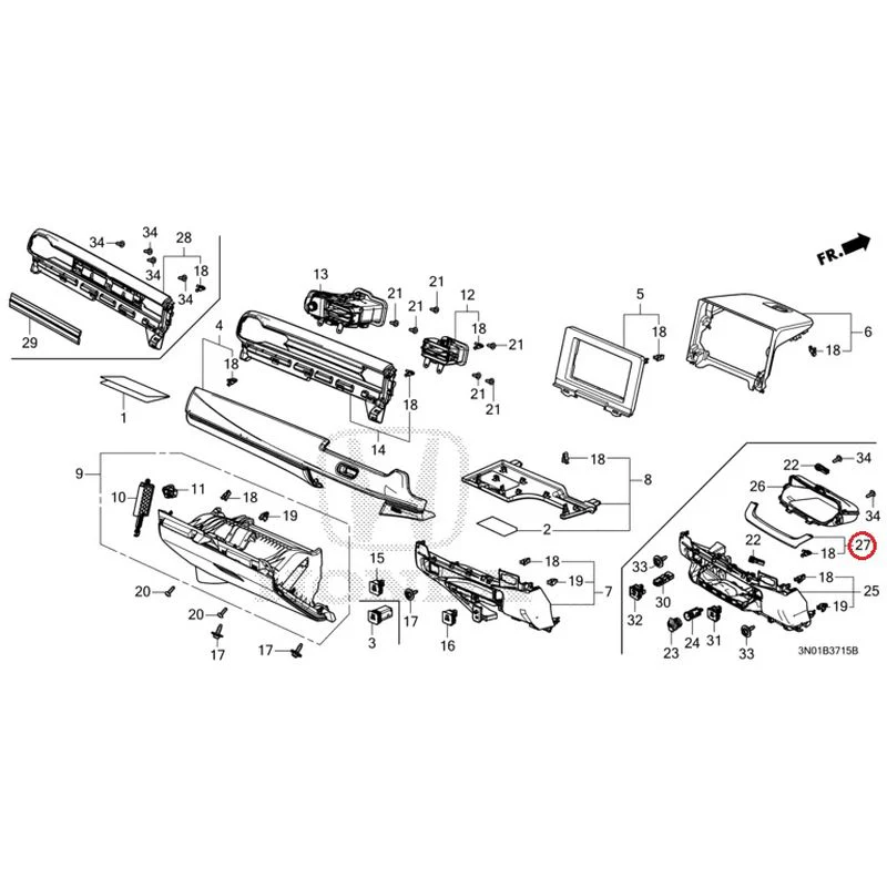 [NEW] JDM HONDA VEZEL e:HEV RV5 2025 Instrument panel garnish (passenger side) GENUINE OEM - Image 22