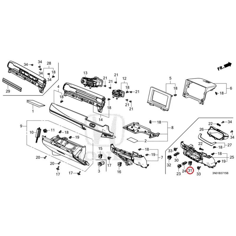 [NEW] JDM HONDA VEZEL e:HEV RV5 2025 Instrument panel garnish (passenger side) GENUINE OEM - Image 26