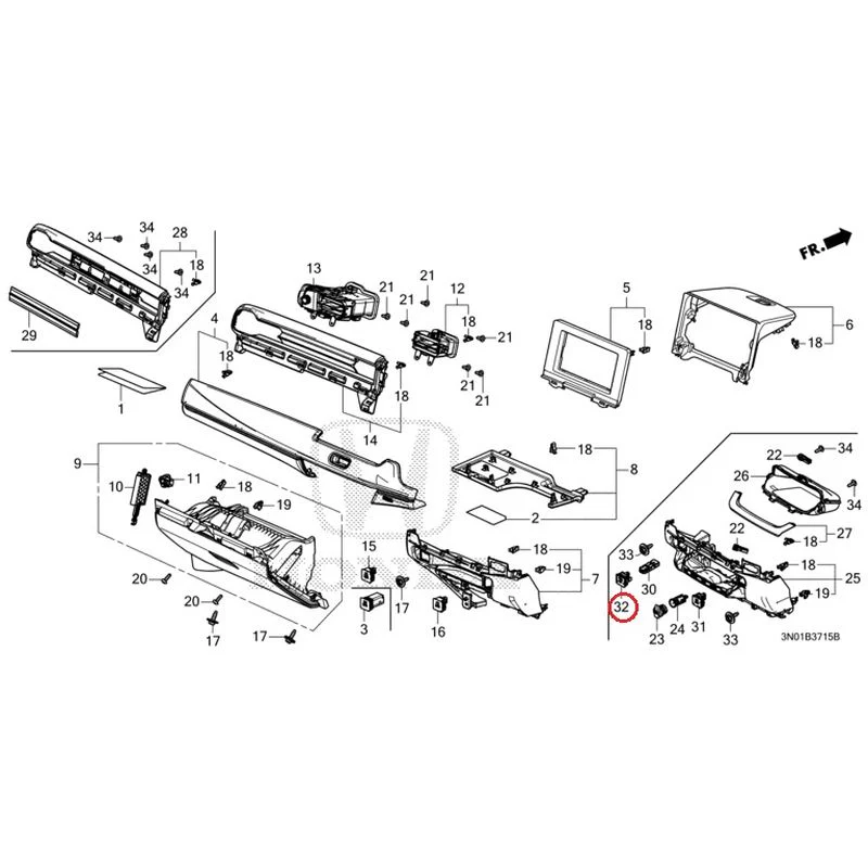 [NEW] JDM HONDA VEZEL e:HEV RV5 2025 Instrument panel garnish (passenger side) GENUINE OEM - Image 27