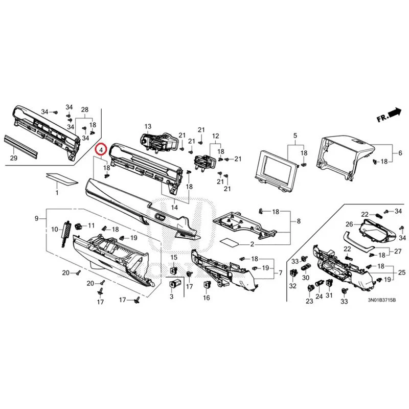 [NEW] JDM HONDA VEZEL e:HEV RV5 2025 Instrument panel garnish (passenger side) GENUINE OEM - Image 3